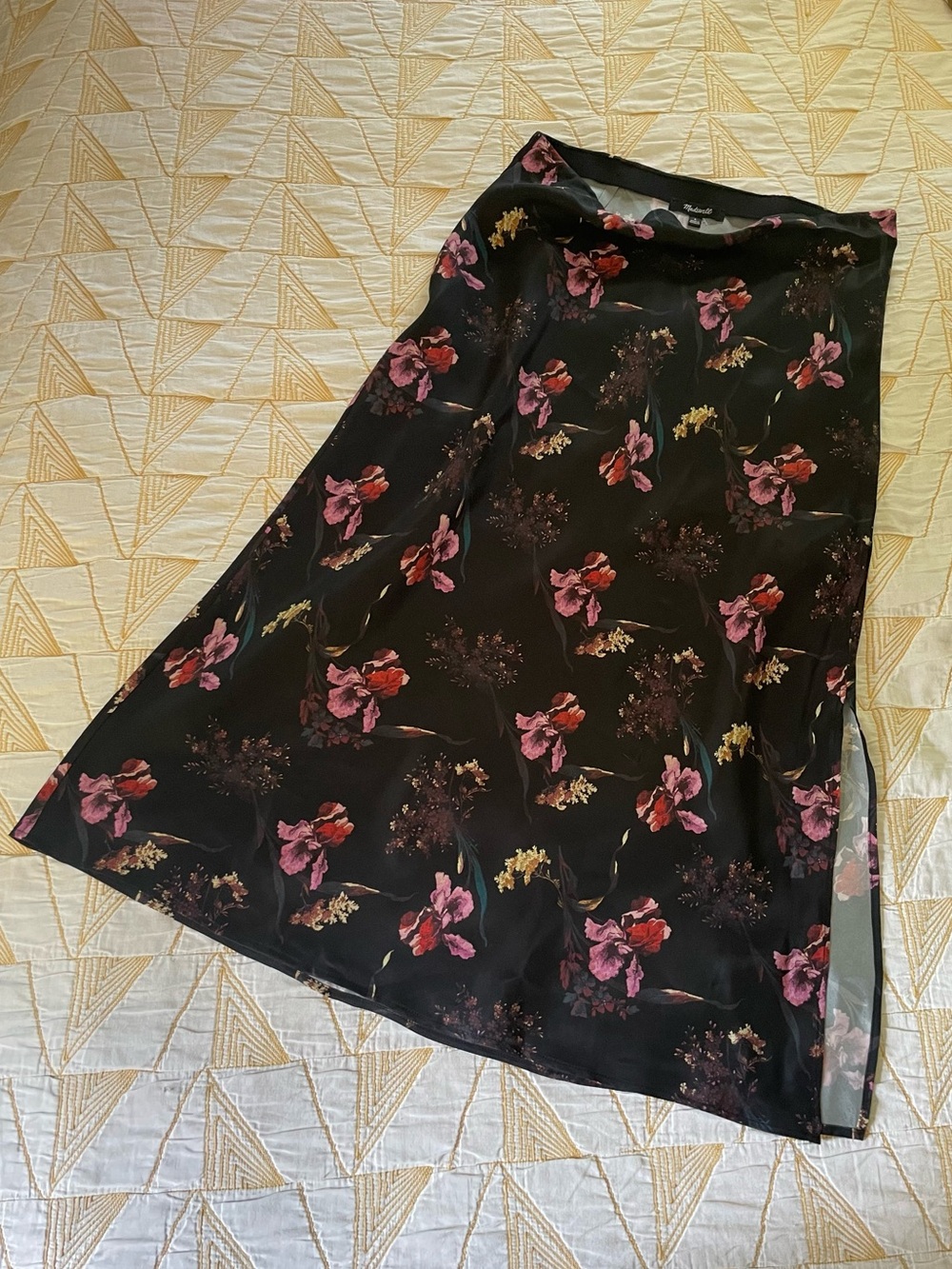 Madewell Layton Midi Slip Skirt in Floral Cupro-Blend